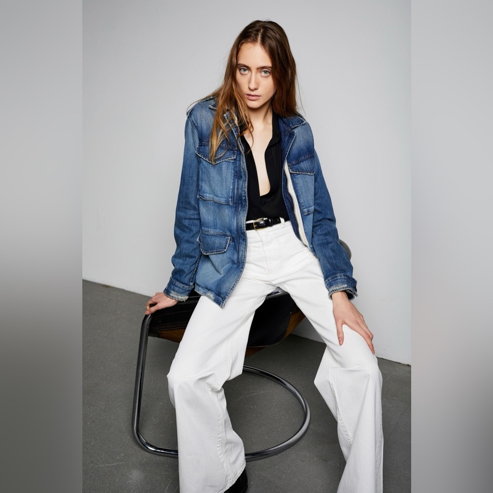 NWT $795 Nili Lotan Denim Wren Jacket - Deep Blue Wash